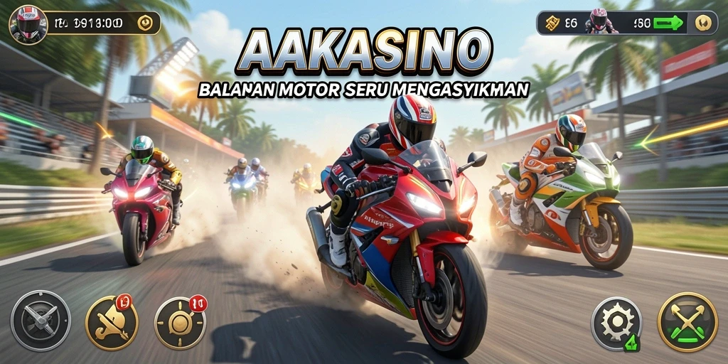 Tampilan gameplay AAKASINO yang mendebarkan di lintasan balap.