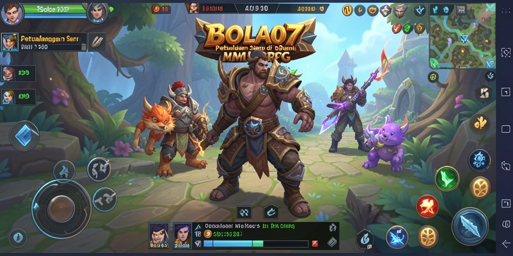 Screenshot gameplay BOLA07 menampilkan pertarungan epik dalam dunia MMORPG.