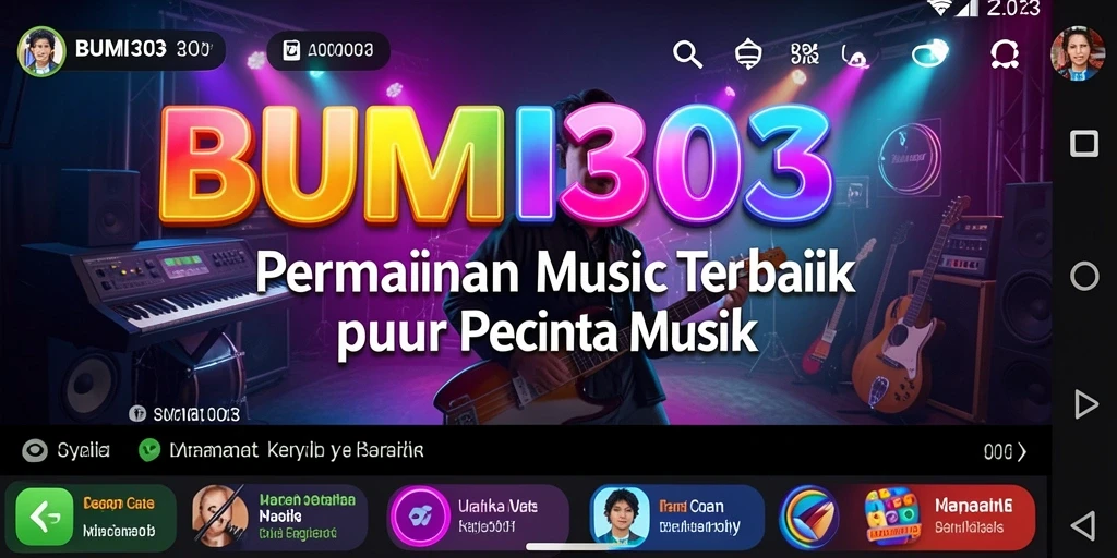 Tampilan gameplay BUMI303 dengan berbagai lagu dan tantangan musik.