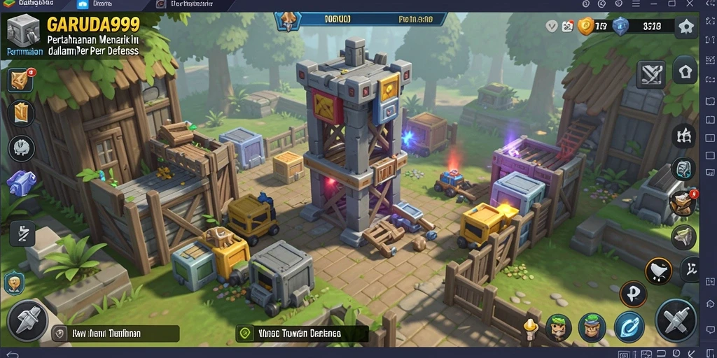 Tangkapan layar gameplay GARUDA999 dengan suasana Tower Defense yang mendebarkan.