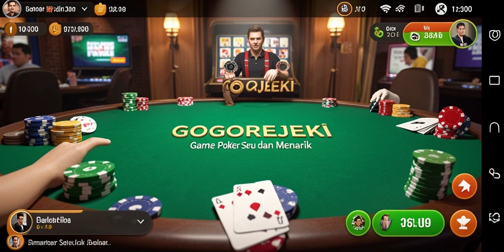 Screenshot gameplay GOGOREJEKI menampilkan suasana poker yang seru.