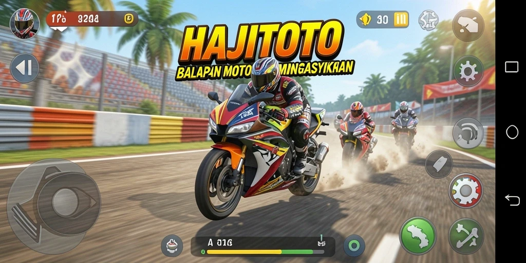 Screenshot gameplay HAJITOTO dengan balapan yang mendebarkan.