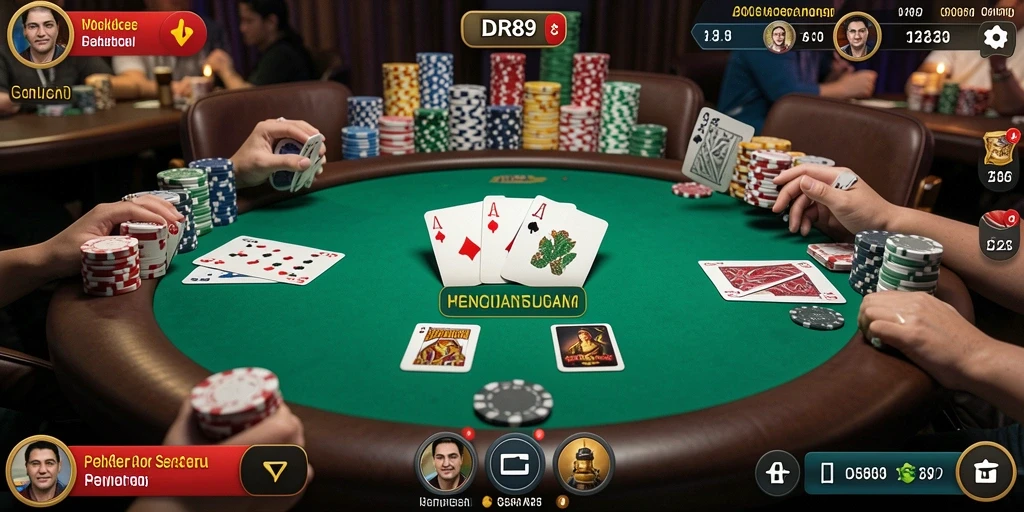 Tampilan gameplay Poker yang menarik dan interaktif di IDR89.