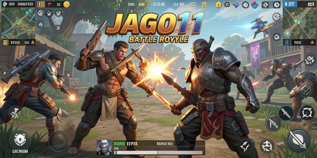 Screenshot gameplay JAGO11 yang menunjukkan aksi seru dalam pertempuran Battle Royale.