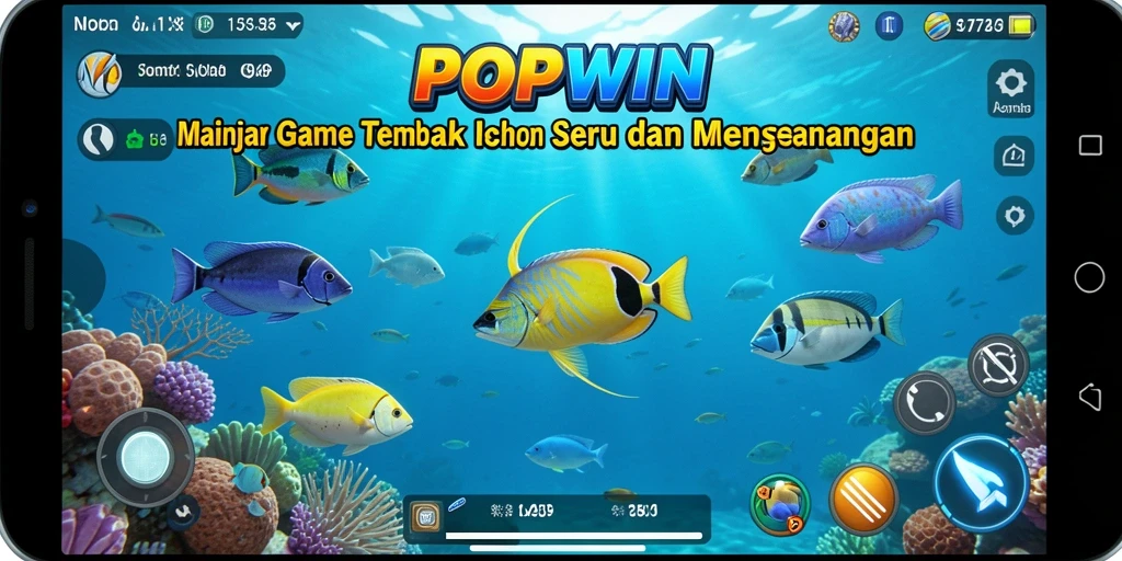 Screenshot gameplay Tembak Ikan POPWIN yang menyenangkan.