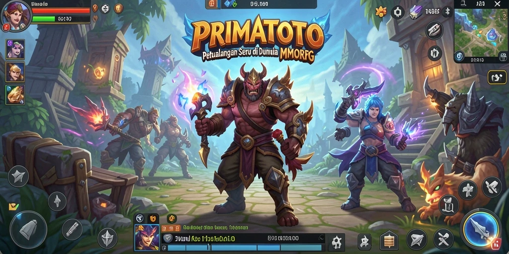 Screenshot gameplay <strong>PRIMATOTO</strong> menunjukkan pertempuran epik dan grafis yang menakjubkan.