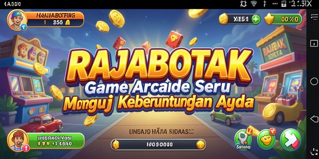 Tangkapan layar utama RAJABOTAK menunjukkan momen seru dalam gameplay Arcade.