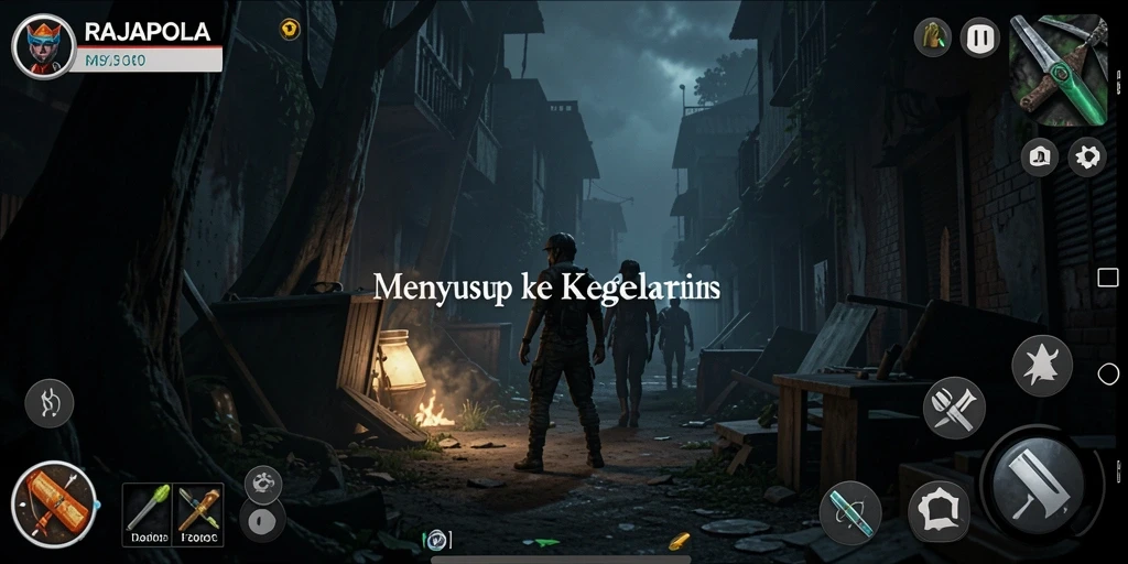 Tampilan gameplay RAJAPOLA yang menegangkan dan menyeramkan.