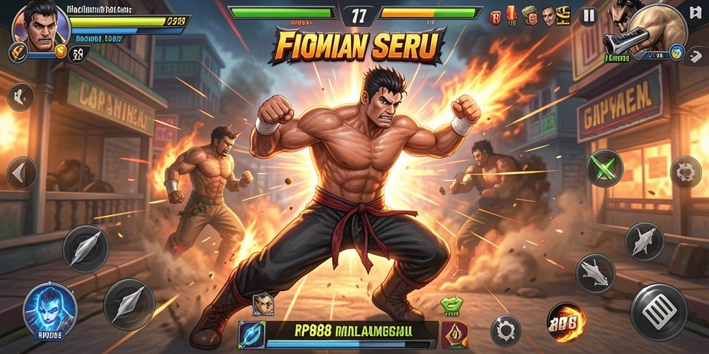 Gameplay RP888 menampilkan pertarungan seru dengan karakter unik.