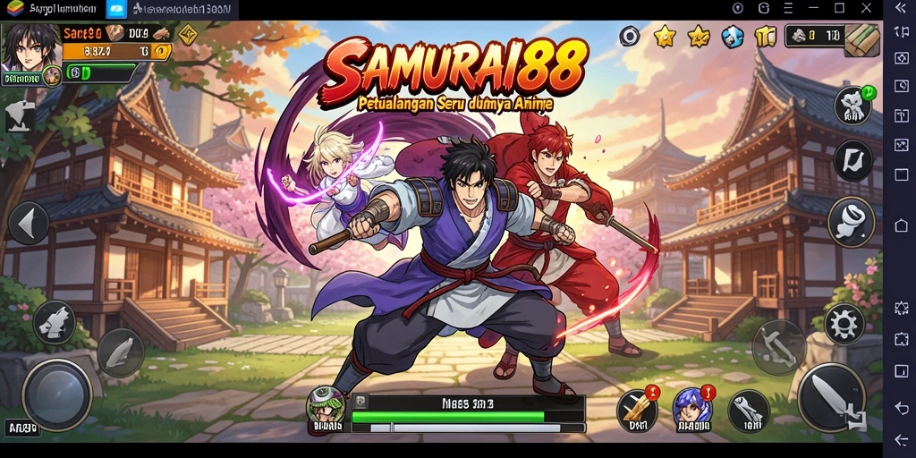 Screenshot gameplay spektakuler dari SAMURAI88 yang menunjukkan aksi seru.