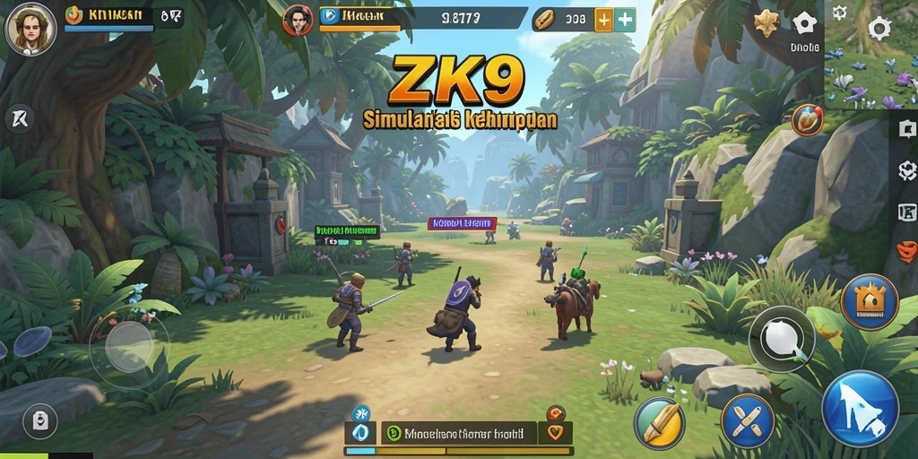 Gameplay ZK9 yang menampilkan interaksi sosial dan aktivitas sehari-hari.